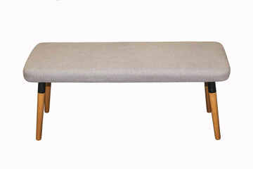 Comfortable gray bedside bench on white background. Interior element