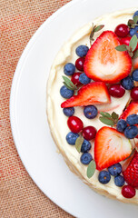 very tasty strawberry cake on a plate	