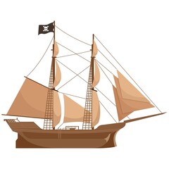 Pirate ship boat vector isolated on white background