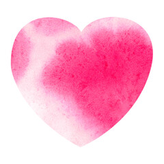 Watercolor heart on paper texture. Hand drawn background or backdrop. Blank template for postcard, poster or print.