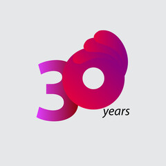30 Years Anniversary Celebration Vector Template Design Illustration