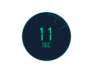 11 sec Timer icon, 11 seconds digital timer. Clock and watch, timer, countdown