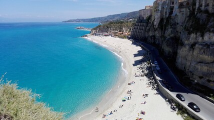 view of the coast of the sea in Tropea, Italy
