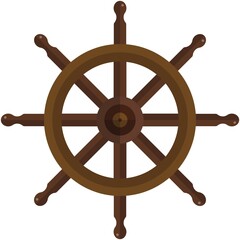 Ship steering wheel vector isolated on white background