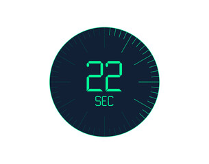 22 sec Timer icon, 22 seconds digital timer. Clock and watch, timer, countdown