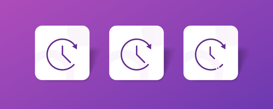 clock processing duration cycle icon set bundle in line, solid, glyph, 3d gradient style