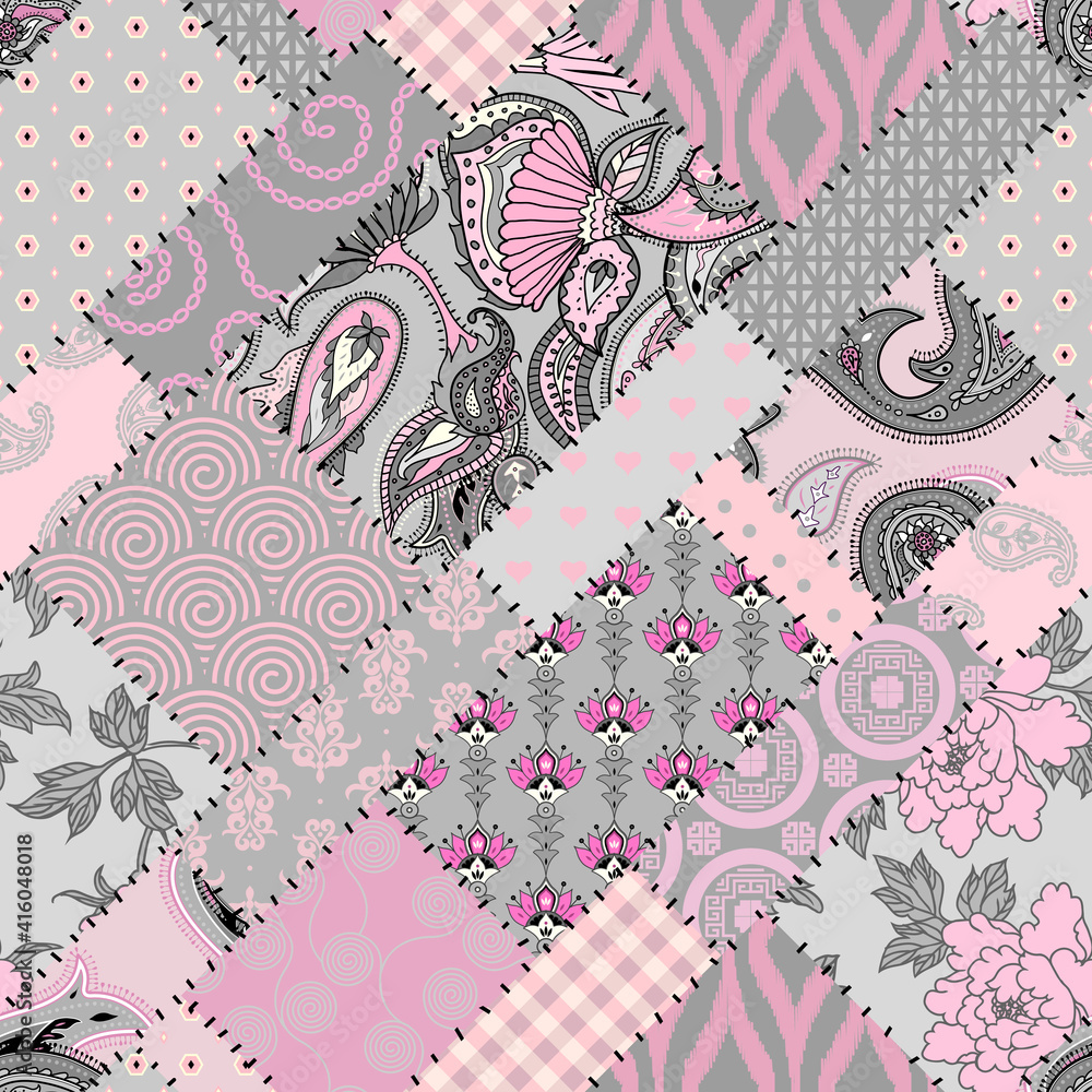Poster seamless background pattern. textile patchwork pattern. vector image