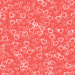 Fototapeta na wymiar Seamless Hearts sprayed on background - Happy Valentine Day Decoration Seamless Pattern