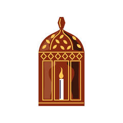 vintage lantern with candle light cartoon isolated style