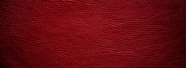 Texture of red eco-leather for production, rectangular shape in the form of a banner