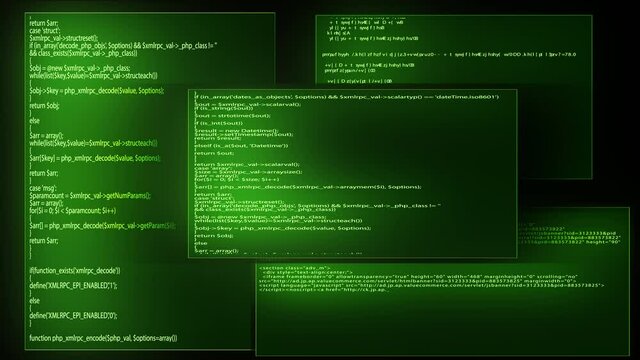 source code programming screen text scrolling animation