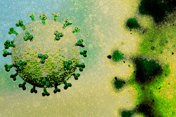 Coronavirus 2019-nCov novel coronavirus concept. Microscope virus close up. 3d rendering.