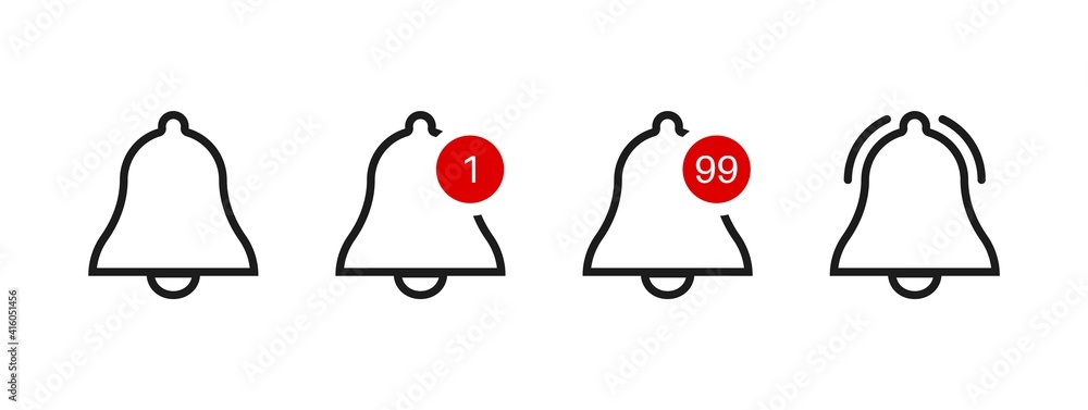 Poster bell icon. alert notification button. alarm notice vector sign. sipmle flat ring new message or subs
