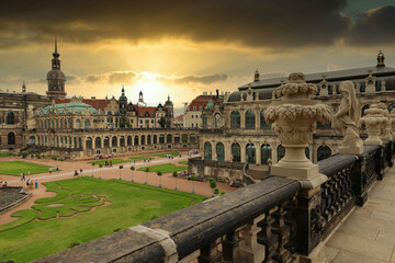 Obraz premium Dresden, Germany - August 4, 2017: Zwinger - late German Baroque, founded in the early 18th century. a complex of four magnificent palace buildings.