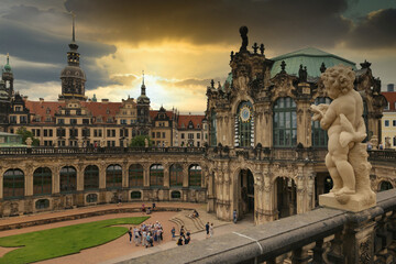 Fototapeta na wymiar Dresden, Germany - August 4, 2017: Zwinger - late German Baroque, founded in the early 18th century. a complex of four magnificent palace buildings.