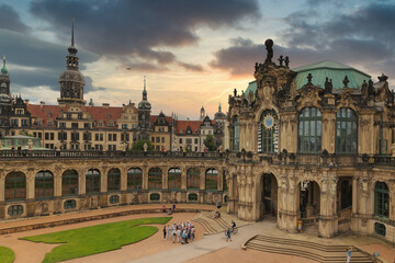 Fototapeta na wymiar Dresden, Germany - August 4, 2017: Zwinger - late German Baroque, founded in the early 18th century. a complex of four magnificent palace buildings.