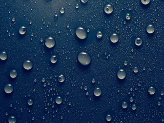 Water drops on blue background.