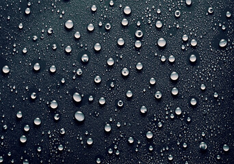 Water drops on grey background.