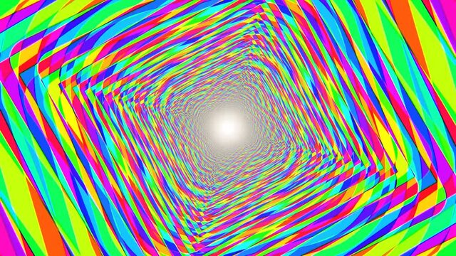 Mind Melting Rainbow Psychedelic Acid Trip Optical Illusion Tunnel - 4K Seamless VJ Loop Motion Background Animation