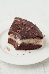 Delicious homemade brownie cheesecake. Food photo.