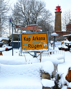 seltener Anblick Kap Arkona R&uuml;gen im Schnee