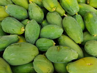 Papaya (Carica papaya) Caricaceae family. For sale at Banana market in Manaus, Amazon – Brazil
