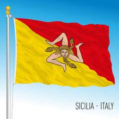 Sicily, flag of the region, Italian Republic, vector illustration 