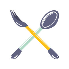 fork and spoon cutlery utensil cooking sketch isolated style