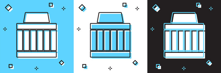 Set Car air filter icon isolated on blue and white, black background. Automobile repair service symbol. Vector.