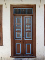 Traditional door in mansion in Mytilene, in Lesvos island (Lesbos), Aegean sea, Greece, Europe.