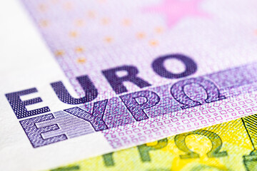500 euro note shallow depth of field.