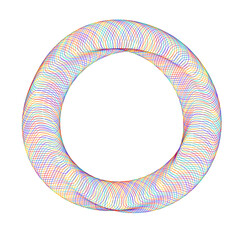 Design elements. Wave of many purple lines circle ring. Abstract vertical wavy stripes on white background isolated. Vector illustration EPS 10. Colourful waves with lines created using Blend Tool