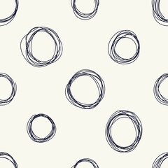 Seamless vector doodle circles pattern. Chaotic hand drawn lines background. For fabric, textile, wrapping, cover etc.