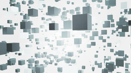 flying cube background texture. 3d illustration.