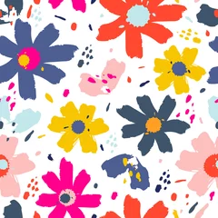 Zelfklevend Fotobehang Flower seamless pattern with hand drawn flowers. Hand drawn vector illustration for your design card. © yucatana