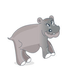 illustration of Cartoon Hippopotamus, print for kids,