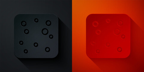 Paper cut Beer bubbles icon isolated on black and red background. Paper art style. Vector.