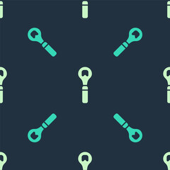 Green and beige Bottle opener icon isolated seamless pattern on blue background. Vector.