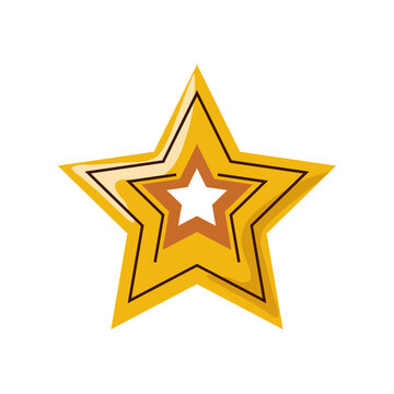 gold star decoration ornament cartoon isolated style