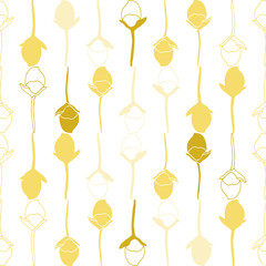 Vector floral seamless pattern with rosebuds. Stylized hand drawn flowers in pastel colors on white background.