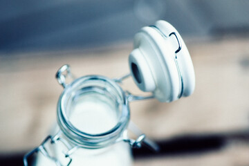 close up of open milk bottle