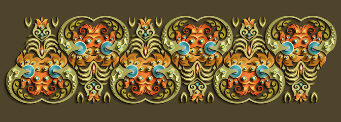 Modern raster volumetric floral stripe background