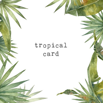 Tropical card template with copy space in the middle