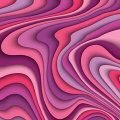 Fototapeta premium Raster paper cut color waves modern background.