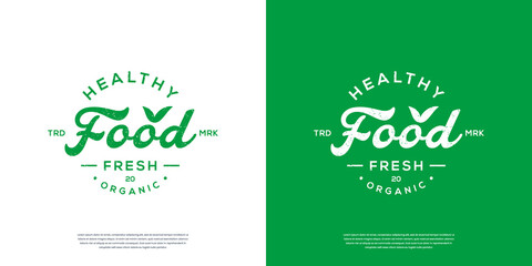 Healthy food typography logo or retro vintage label