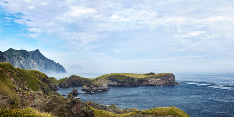 Beautiful landscape of Kuriles islands. Cape World's End. The most eastern point of Russia  Shikotan island. © ludmila108