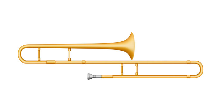 Trombone musical instrument. Vector flat illustration.Isolated on a white background.