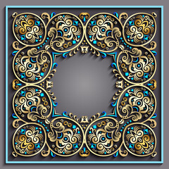 Abstract raster ornamental nature vintage frame.