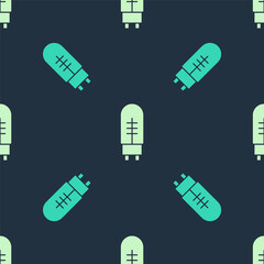 Green and beige Light emitting diode icon isolated seamless pattern on blue background. Semiconductor diode electrical component. Vector.