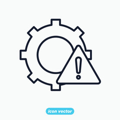 gear setting warning icon. Exclamation mark. Warning Information sign symbol template for graphic and web design collection logo vector illustration